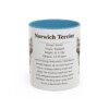 11oz Norwich Terrier Mug, Light Blue, front view