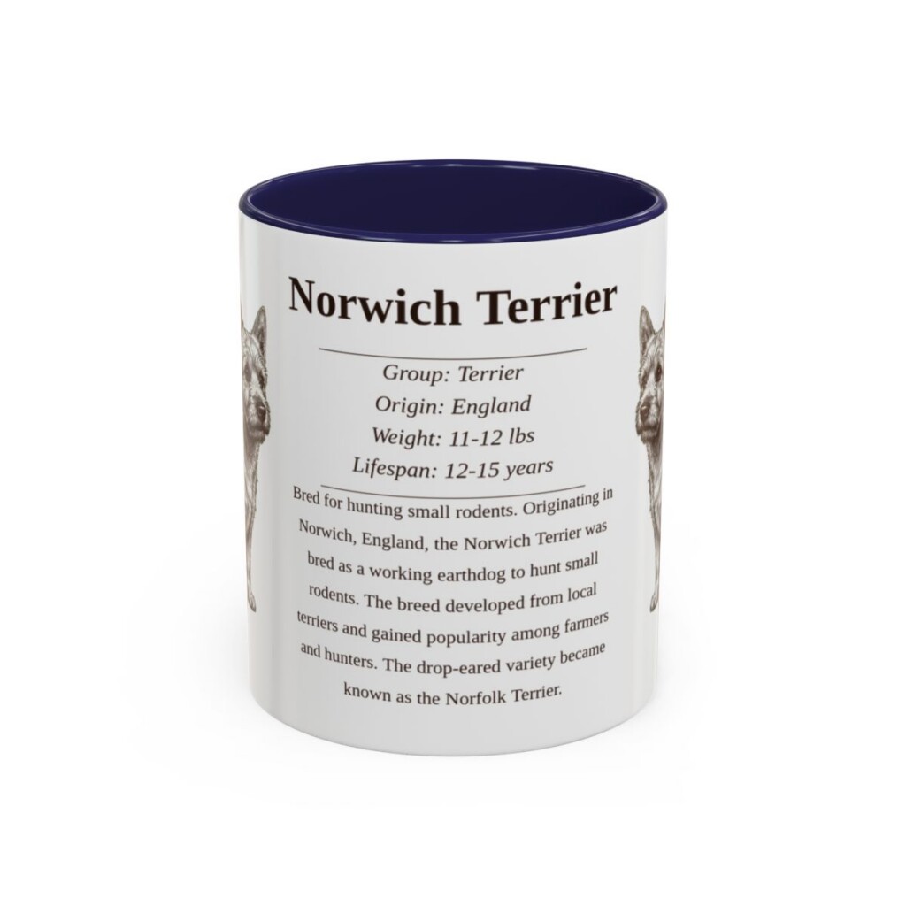 11oz Norwich Terrier Mug, Navy, front view