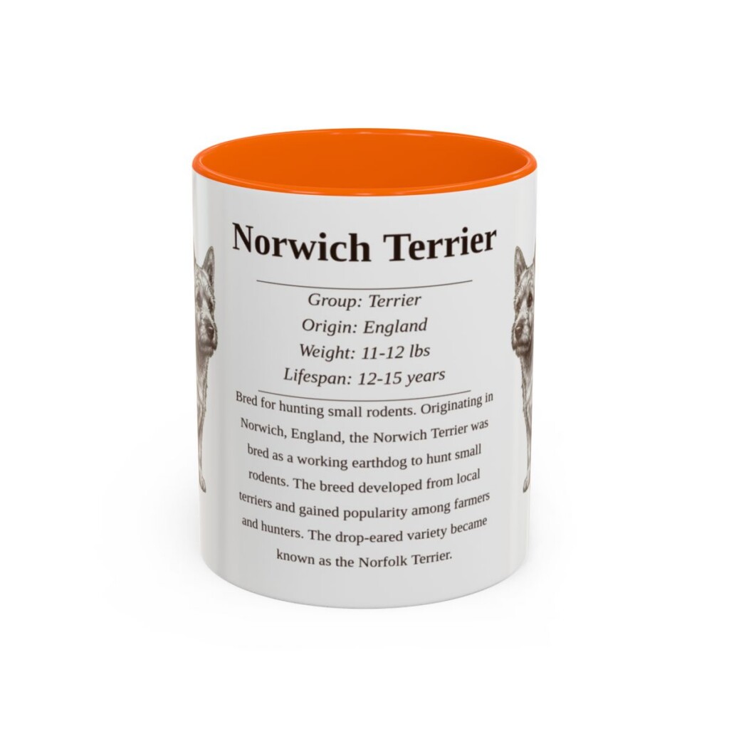 11oz Norwich Terrier Mug, Orange, front view