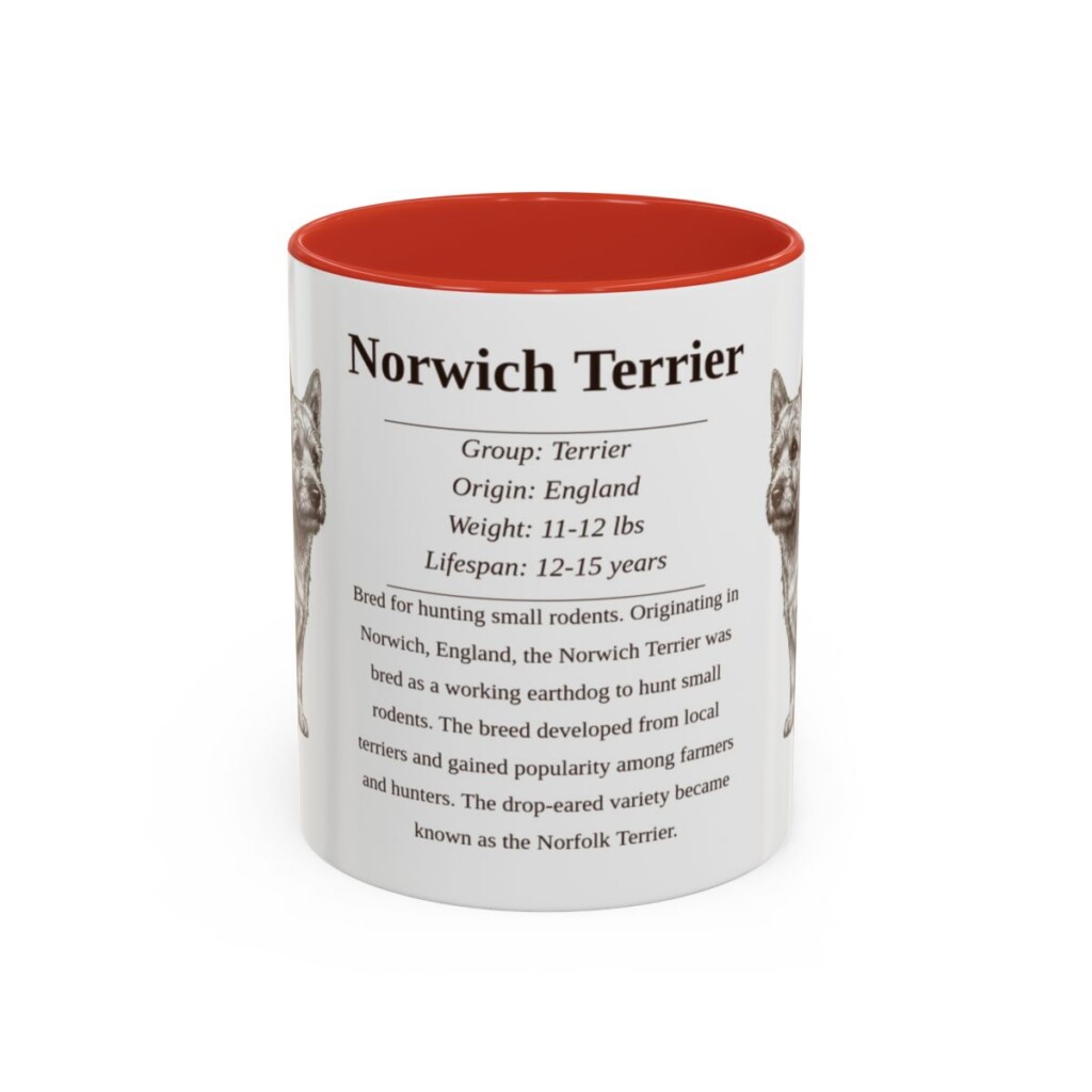 11oz Norwich Terrier Mug, Red, front view