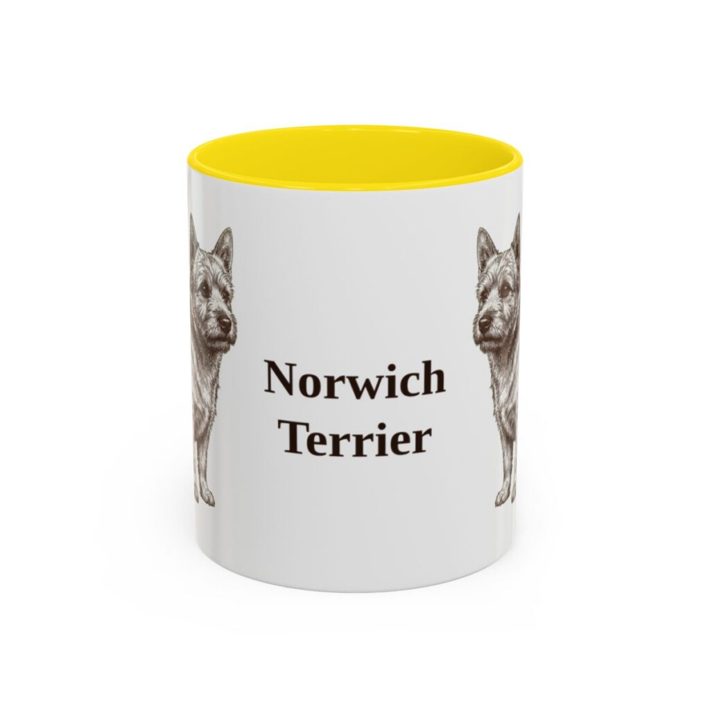 11oz Norwich Terrier Mug, Yellow, front view