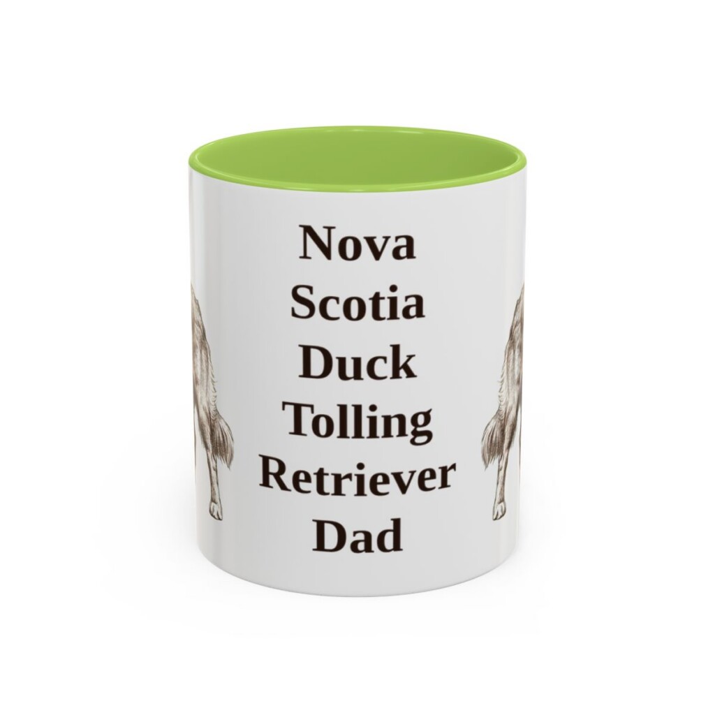 11oz Nova Scotia Duck Tolling Retriever Dog Dad Mug, Light Green, front view