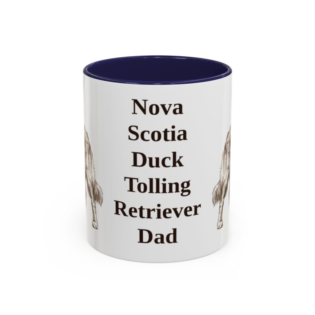 11oz Nova Scotia Duck Tolling Retriever Dog Dad Mug, Navy, front view