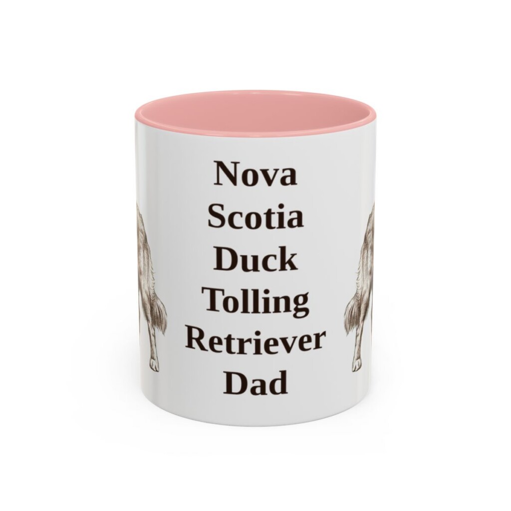 11oz Nova Scotia Duck Tolling Retriever Dog Dad Mug, Pink, front view