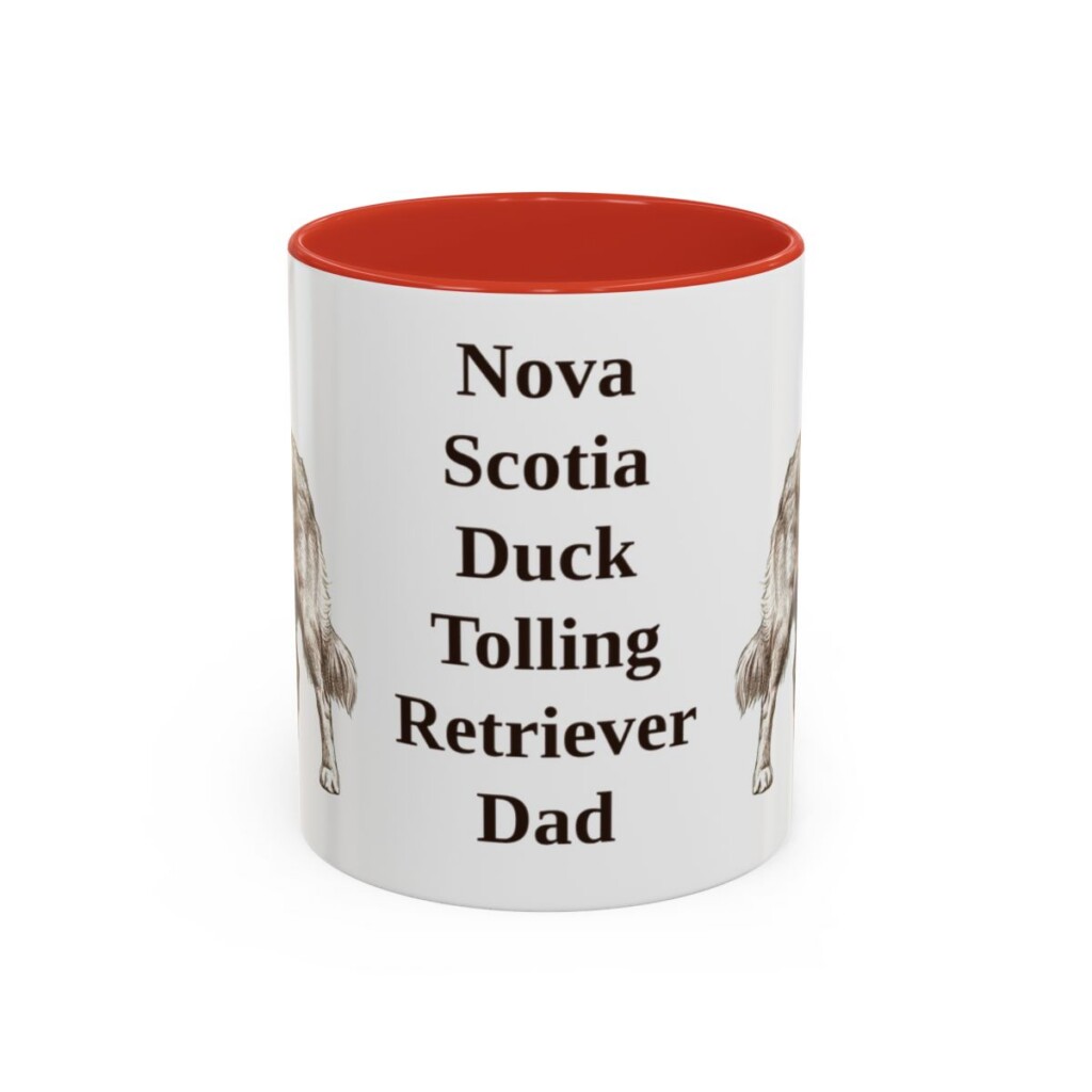 11oz Nova Scotia Duck Tolling Retriever Dog Dad Mug, Red, front view