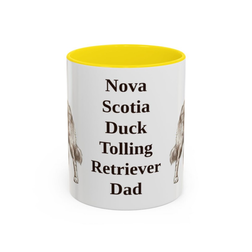 11oz Nova Scotia Duck Tolling Retriever Dog Dad Mug, Yellow, front view