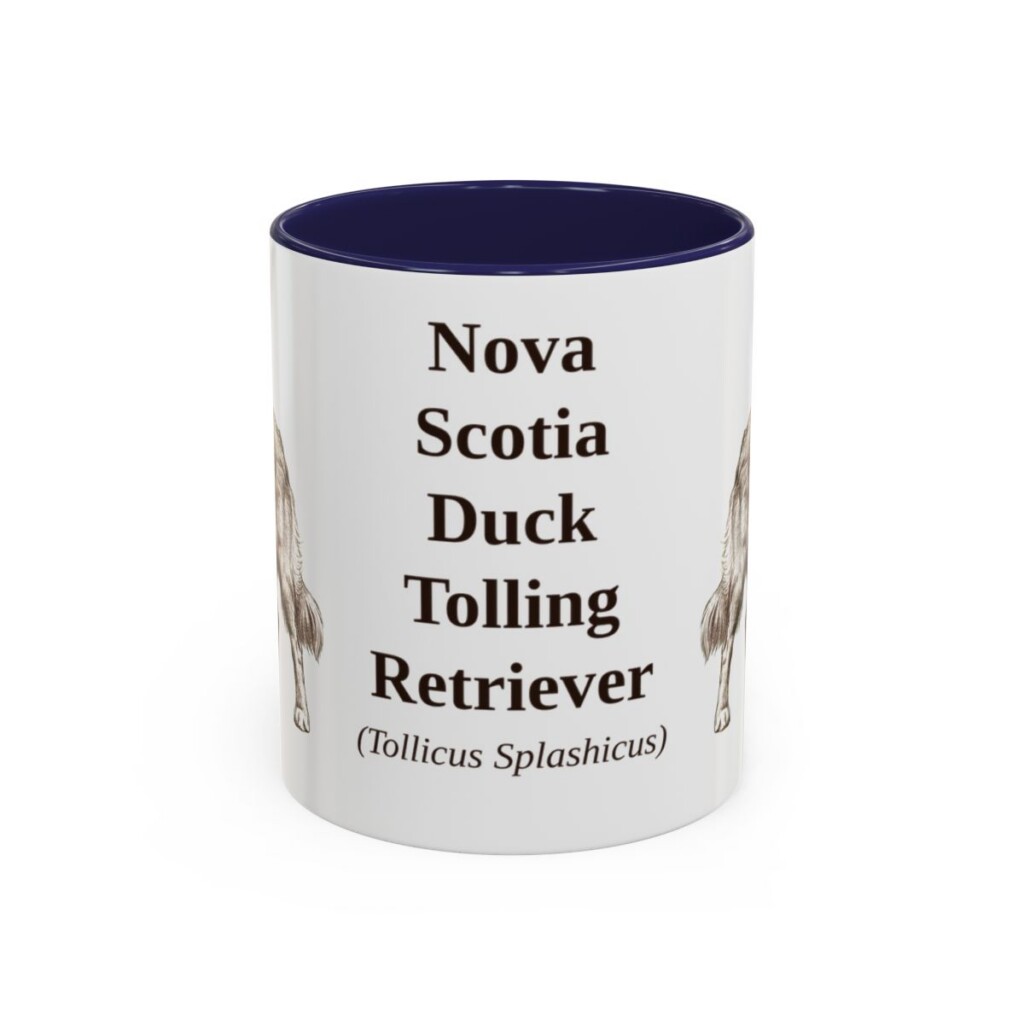 11oz-nova-scotia-duck-tolling-retriever-mug-latin-navy 11oz Nova Scotia Duck Tolling Retriever Latin Mug, Navy, front view