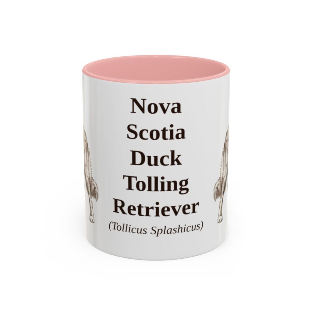 11oz-nova-scotia-duck-tolling-retriever-mug-latin-pink 11oz Nova Scotia Duck Tolling Retriever Latin Mug, Pink, front view