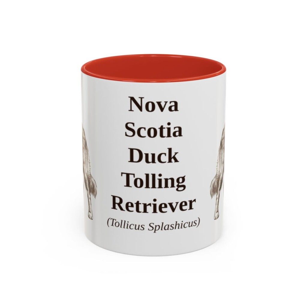 11oz-nova-scotia-duck-tolling-retriever-mug-latin-red 11oz Nova Scotia Duck Tolling Retriever Latin Mug, Red, front view