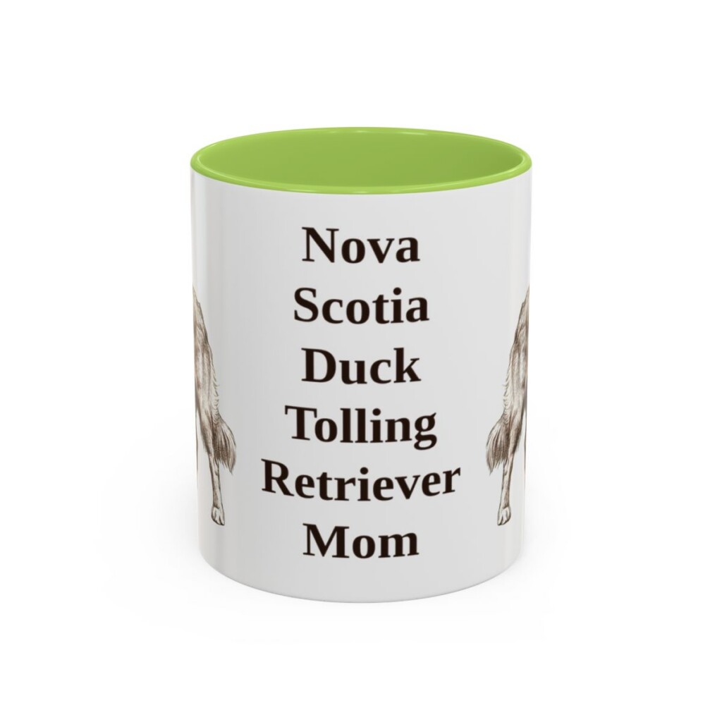 11oz Nova Scotia Duck Tolling Retriever Dog Mom Mug, Light Green, front view