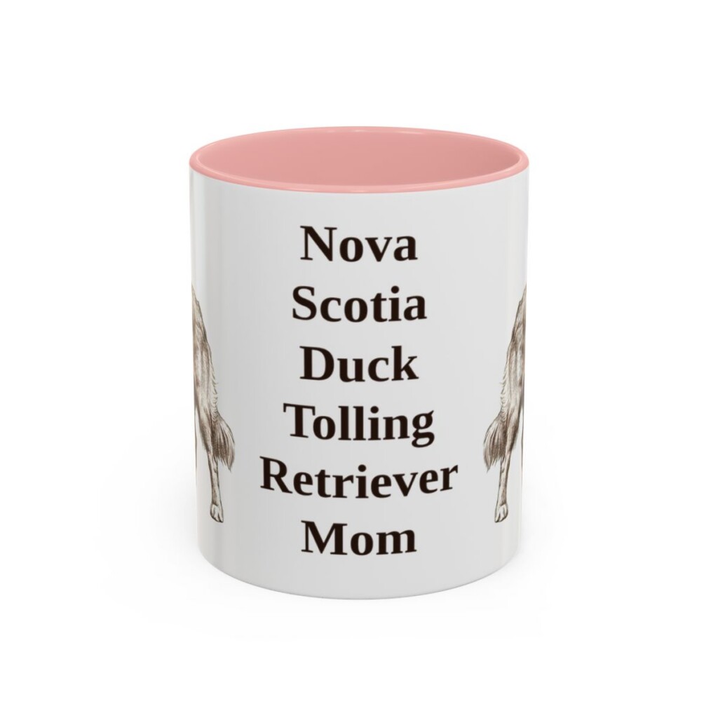 11oz Nova Scotia Duck Tolling Retriever Dog Mom Mug, Pink, front view