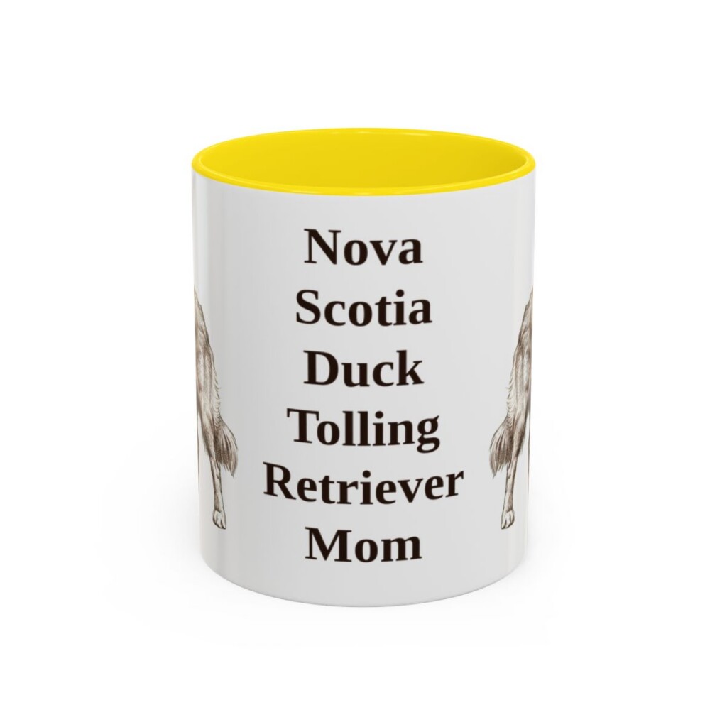 11oz Nova Scotia Duck Tolling Retriever Dog Mom Mug, Yellow, front view