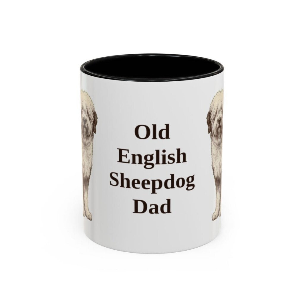 11oz Old English Sheepdog Dog Dad Mug, Black, front view