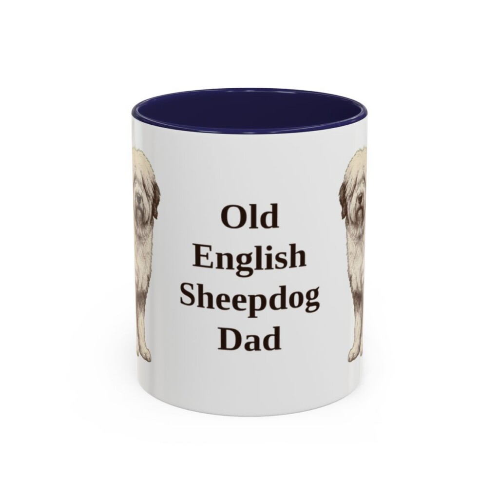 11oz Old English Sheepdog Dog Dad Mug, Navy, front view