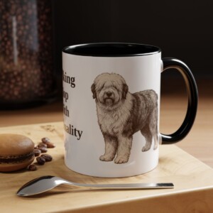 11oz Funny Old English Sheepdog Mug, Black, lifestyle photo