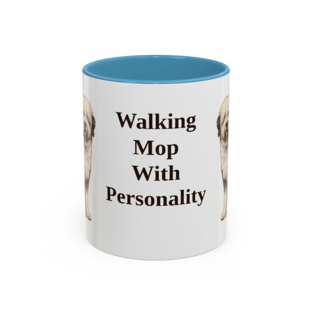 11oz Funny Old English Sheepdog Mug, Light Blue, front view