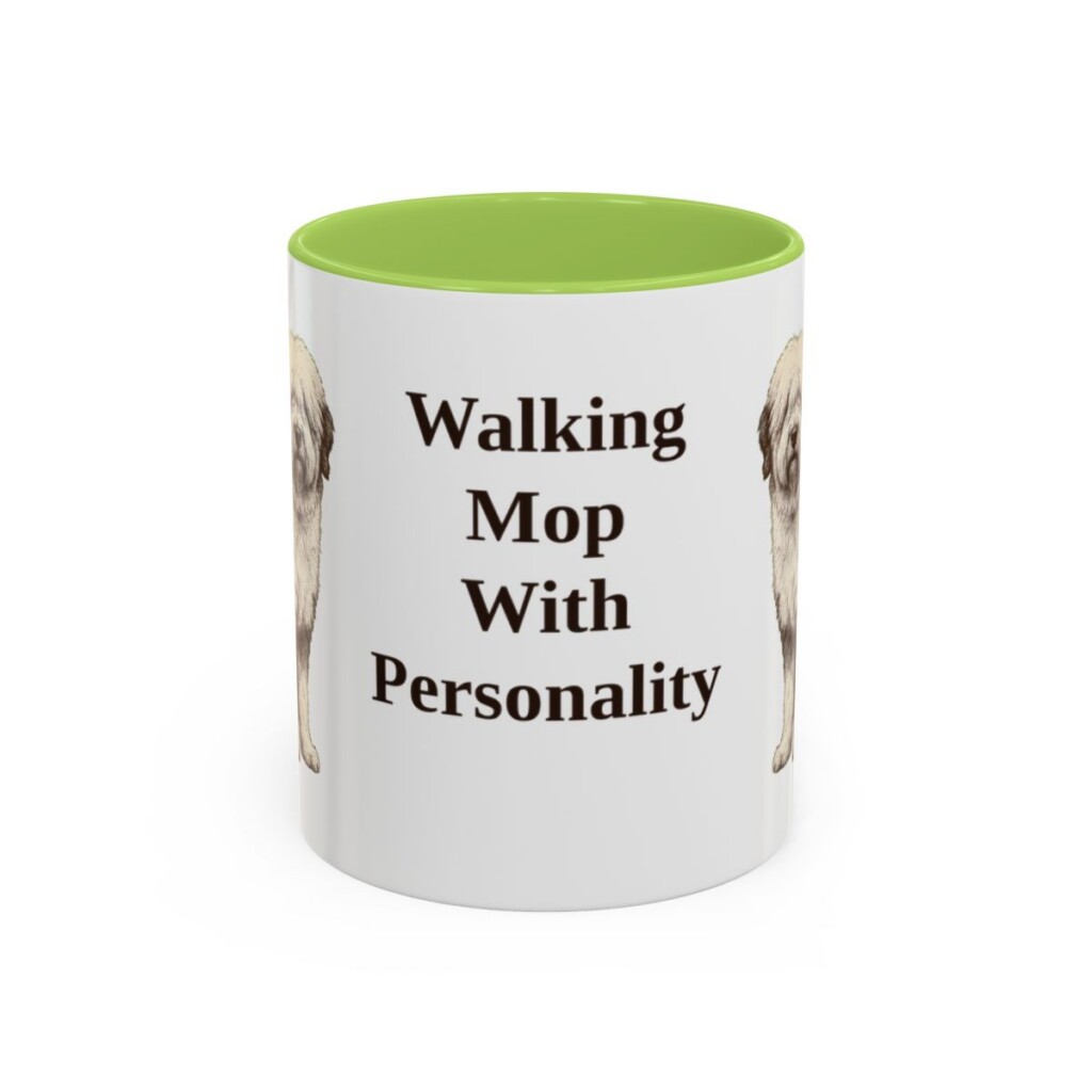 11oz Funny Old English Sheepdog Mug, Light Green, front view