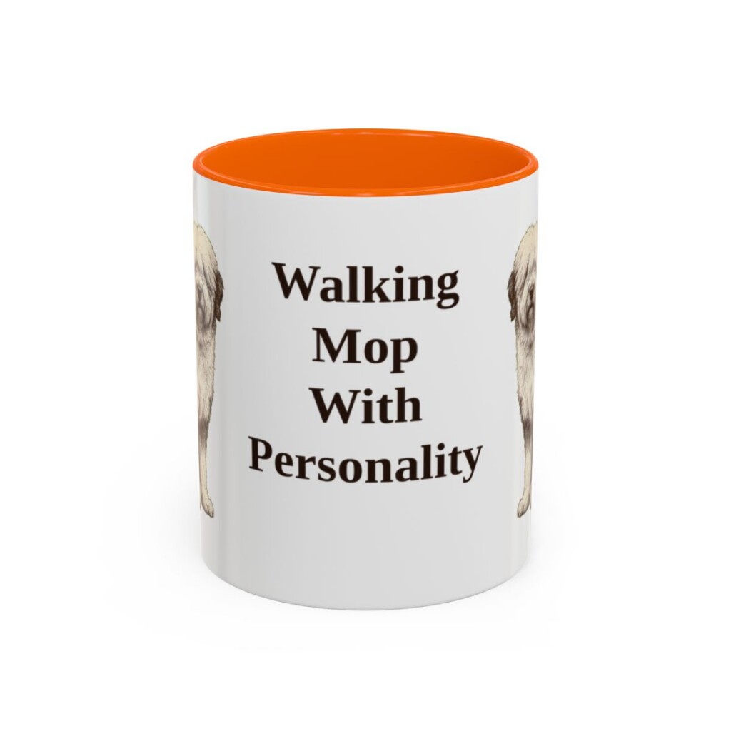 11oz Funny Old English Sheepdog Mug, Orange, front view