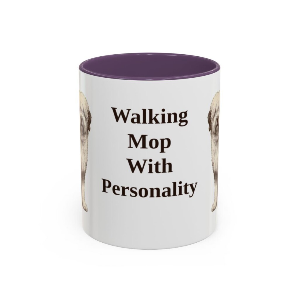 11oz Funny Old English Sheepdog Mug, Purple, front view