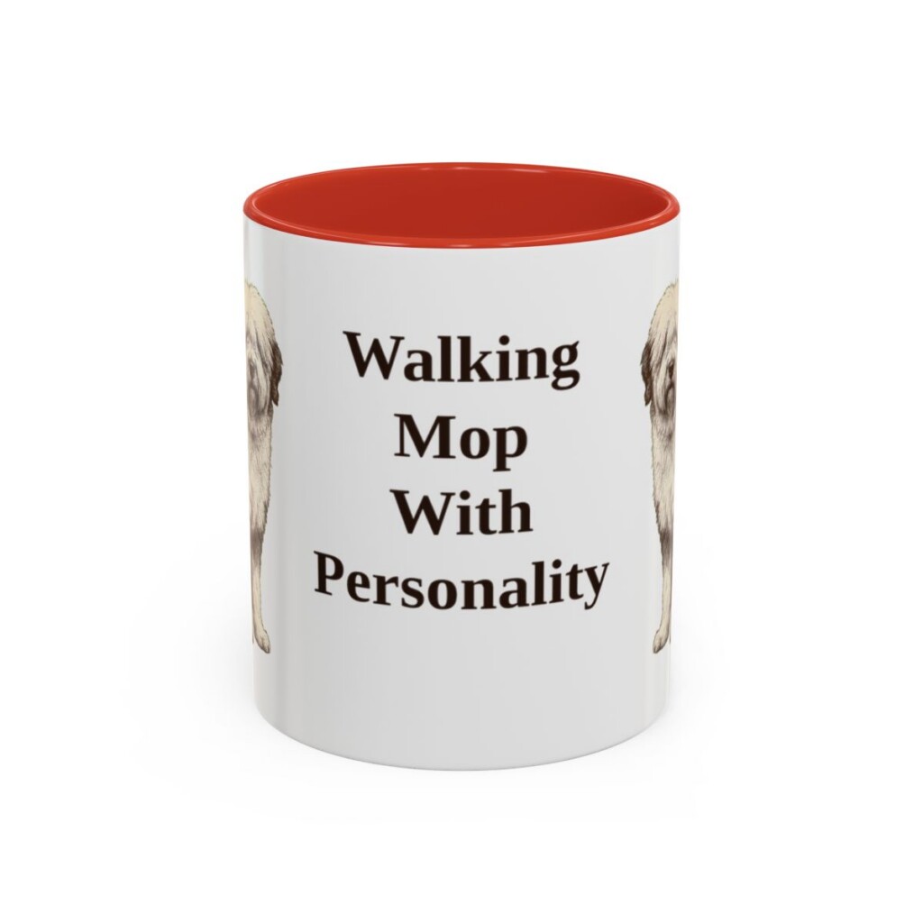 11oz Funny Old English Sheepdog Mug, Red, front view