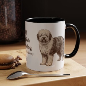11oz Old English Sheepdog Latin Mug, Black, lifestyle photo