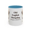 11oz Old English Sheepdog Latin Mug, Light Blue, front view