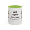 11oz Old English Sheepdog Latin Mug, Light Green, front view