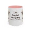 11oz Old English Sheepdog Latin Mug, Pink, front view