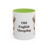11oz Old English Sheepdog Mug, Light Green, front view