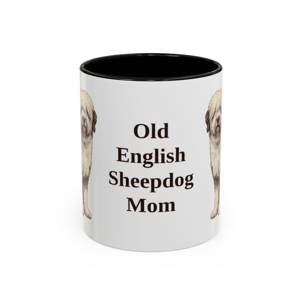 11oz Old English Sheepdog Dog Mom Mug, Black, front view