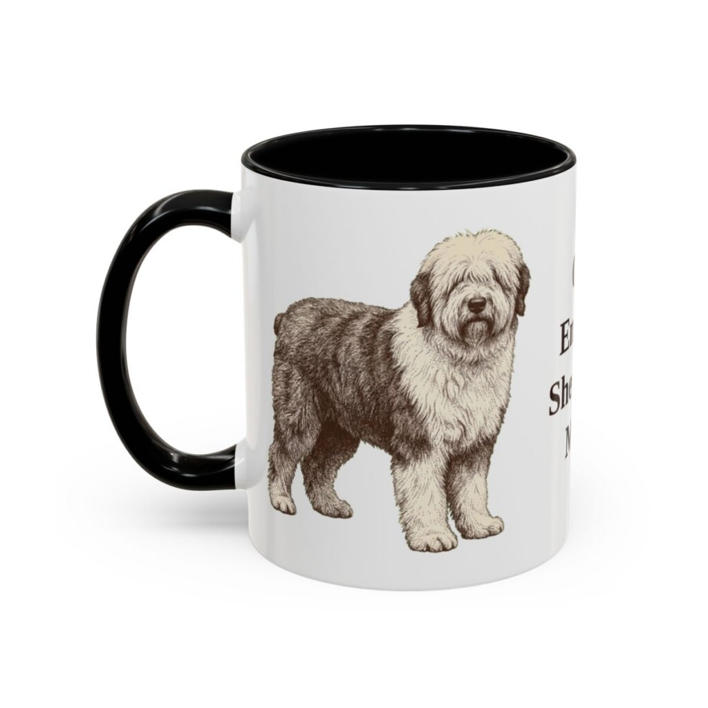 11oz Old English Sheepdog Dog Mom Mug, Black, left side view