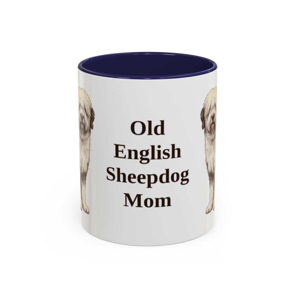 11oz Old English Sheepdog Dog Mom Mug, Navy, front view