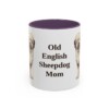 11oz Old English Sheepdog Dog Mom Mug, Purple, front view