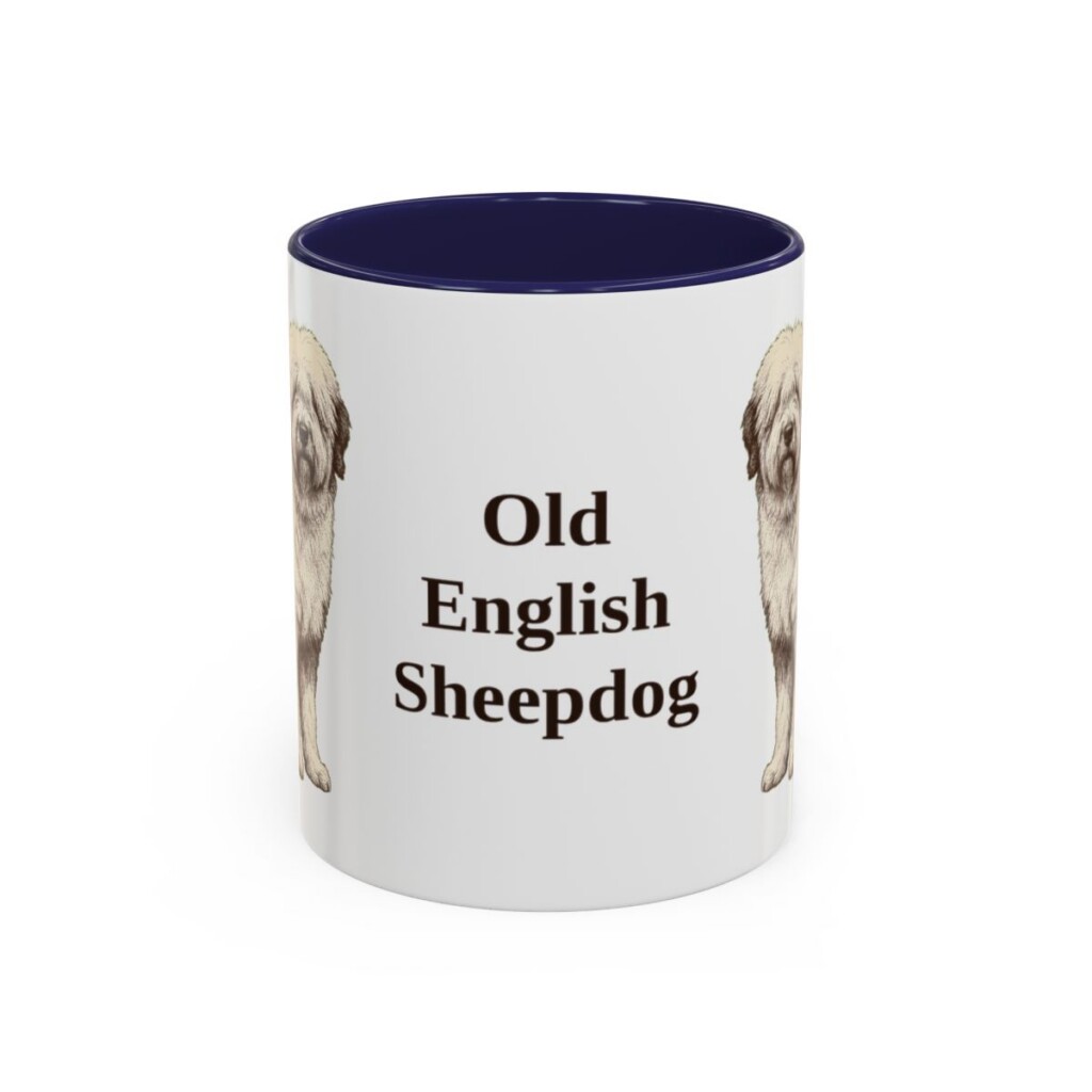 11oz Old English Sheepdog Mug, Navy, front view