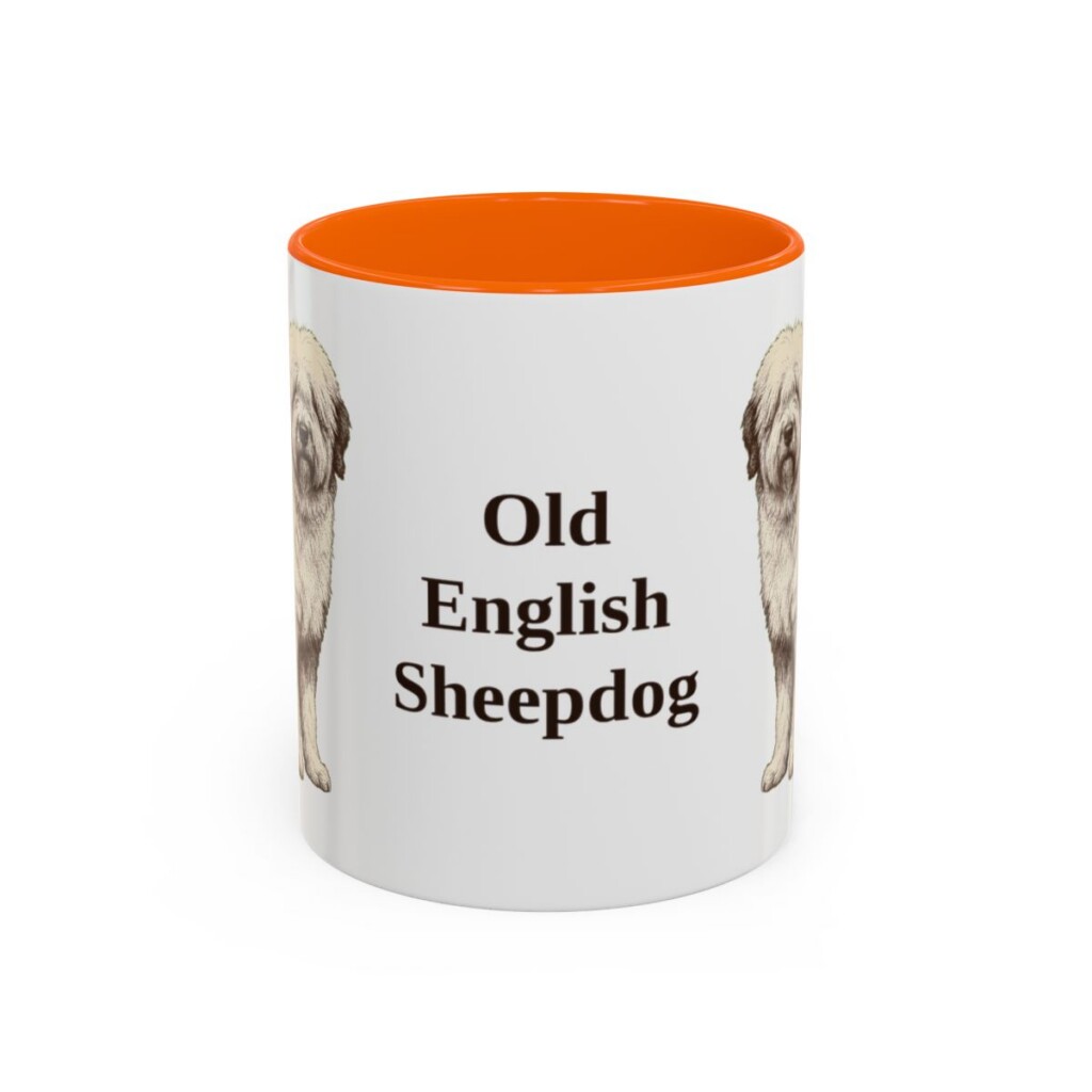 11oz Old English Sheepdog Mug, Orange, front view