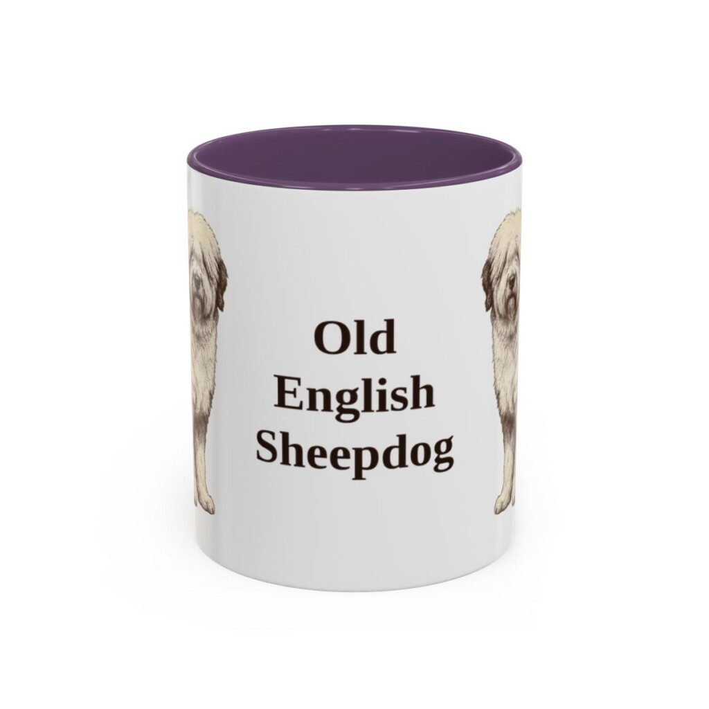 11oz Old English Sheepdog Mug, Purple, front view
