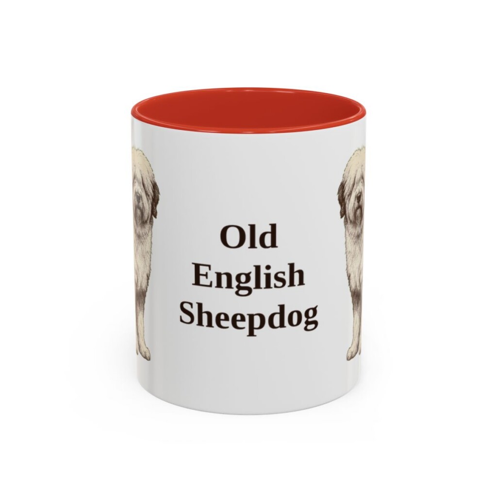 11oz Old English Sheepdog Mug, Red, front view
