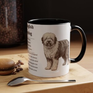 11oz Old English Sheepdog Mug, Black, lifestyle photo