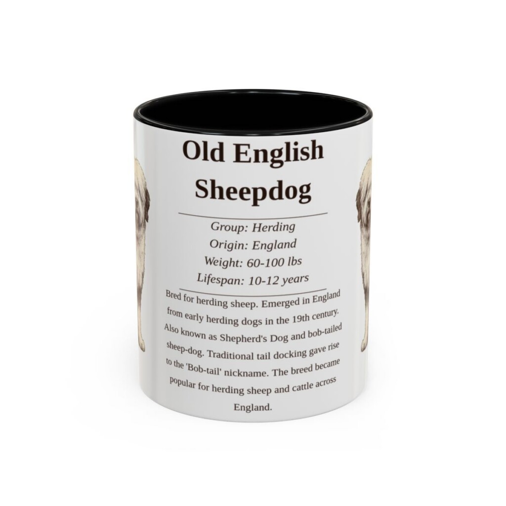 11oz Old English Sheepdog Mug, Black, front view