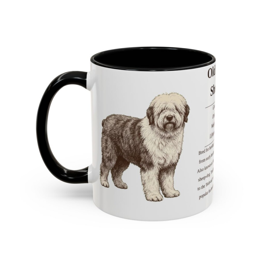 11oz Old English Sheepdog Mug, Black, left side view