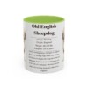 11oz Old English Sheepdog Mug, Light Green, front view