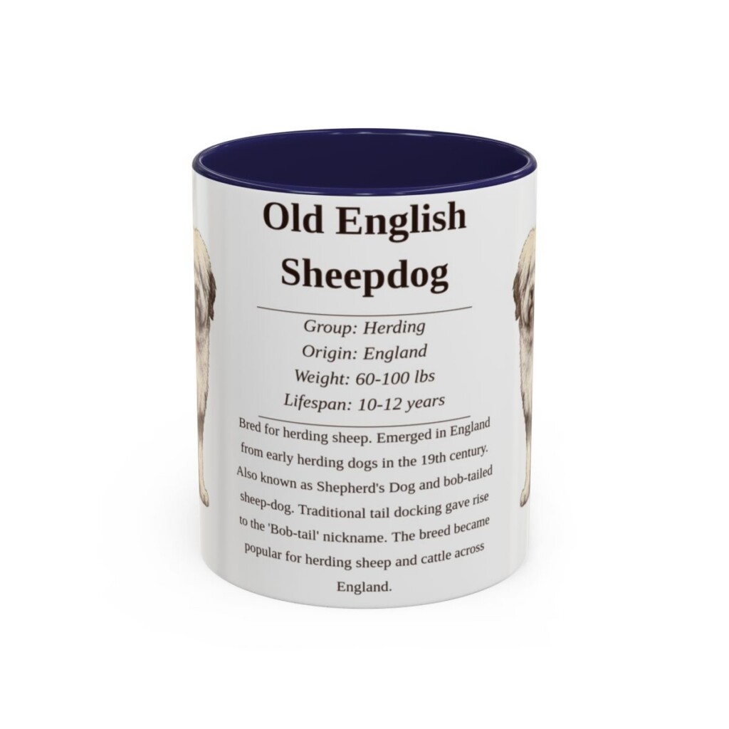11oz Old English Sheepdog Mug, Navy, front view