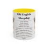 11oz Old English Sheepdog Mug, Yellow, front view
