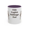 11oz Olde English Bulldogge Dog Dad Mug, Purple, front view