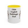 11oz Olde English Bulldogge Dog Dad Mug, Yellow, front view