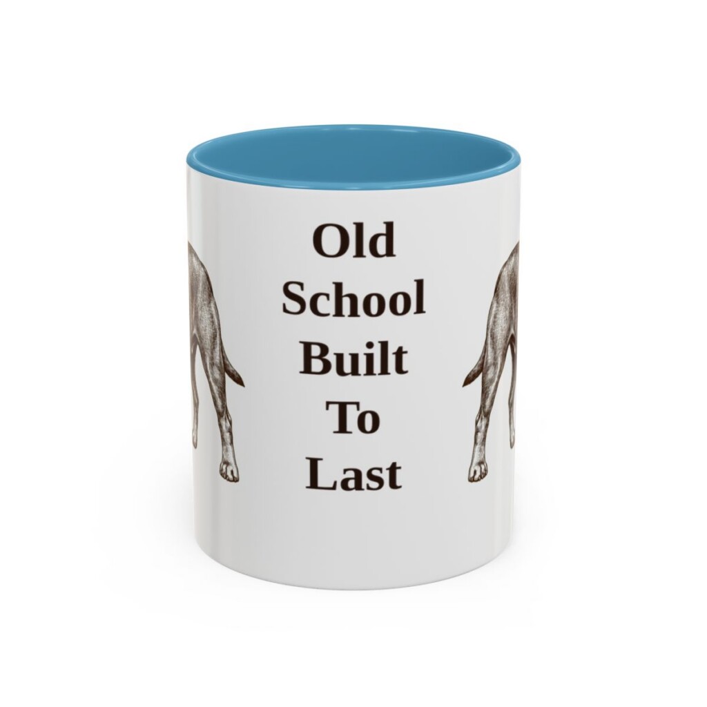 11oz Funny Olde English Bulldogge Mug, Light Blue, front view