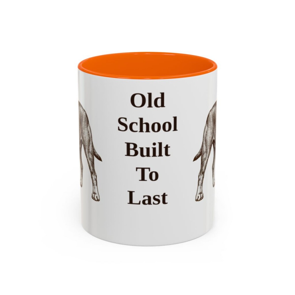 11oz Funny Olde English Bulldogge Mug, Orange, front view