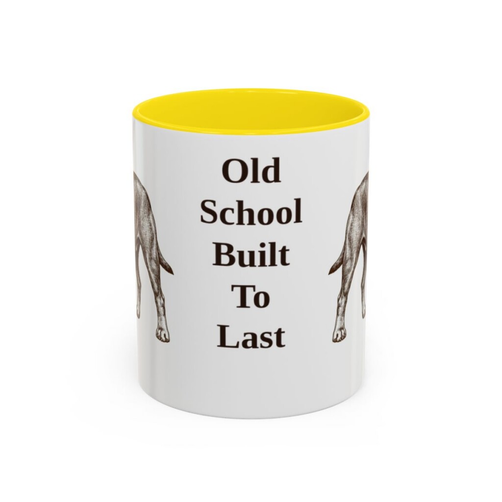 11oz Funny Olde English Bulldogge Mug, Yellow, front view
