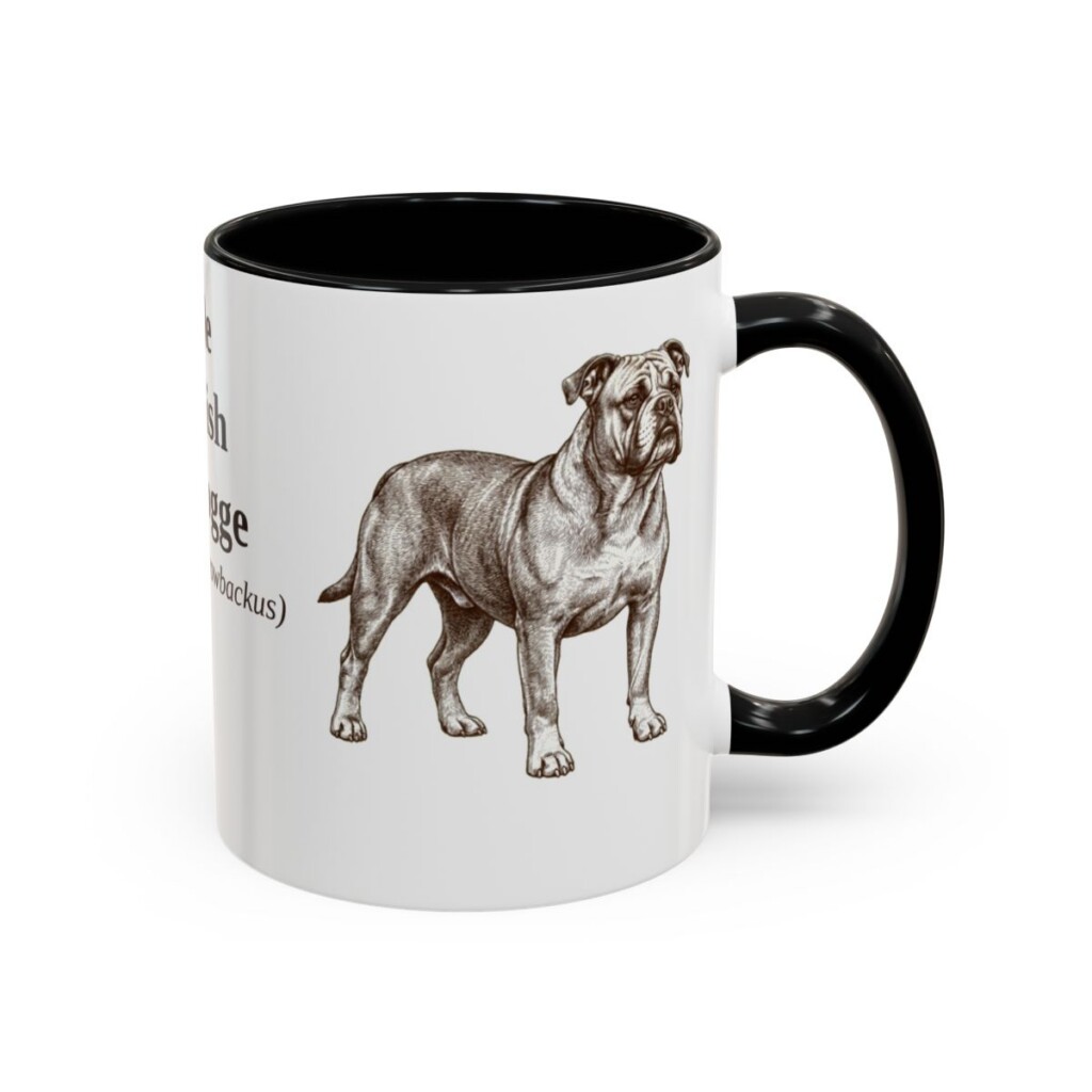 11oz Olde English Bulldogge Latin Mug, Black, right side view