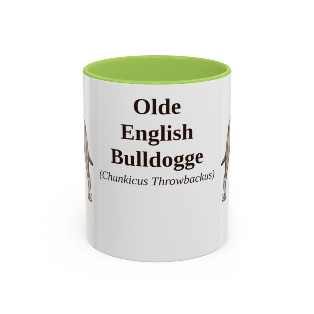 11oz Olde English Bulldogge Latin Mug, Light Green, front view